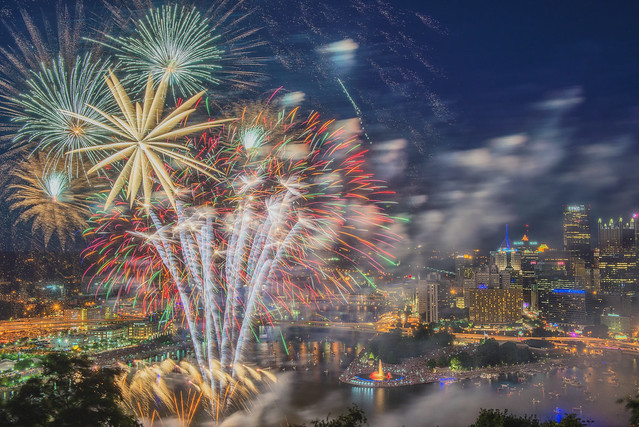 Fireworks light up the sky over Pittsburgh on July 4 2014