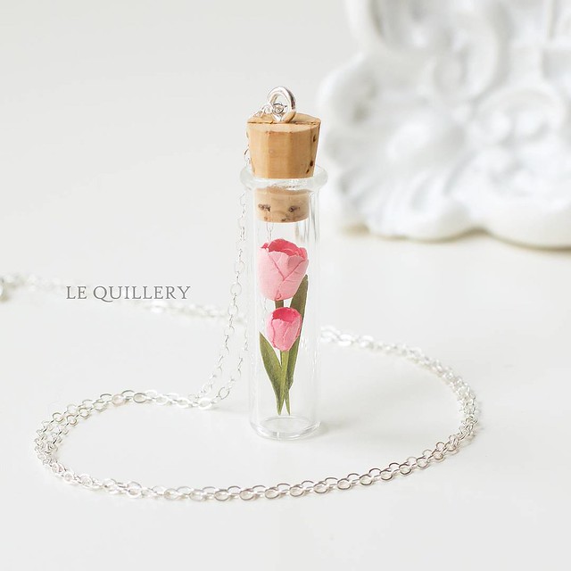 Le Quillery Paper Tulips Vial Pendant