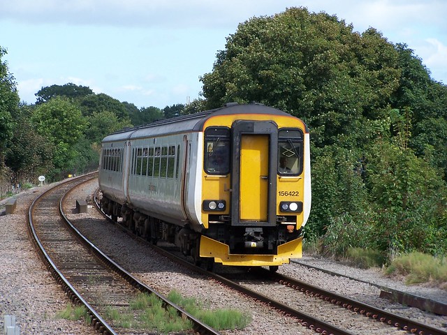 Abellio 156422 approaches Saxmundham with the 2D81 1207 Lowestoft to Ipswich service 30-08-14 (2)