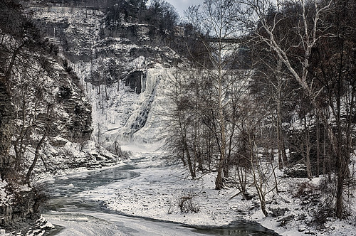 Ithaca Falls on a Frigid Afternoon