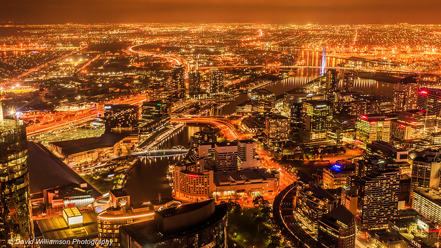 Melbourne at night from Skydeck