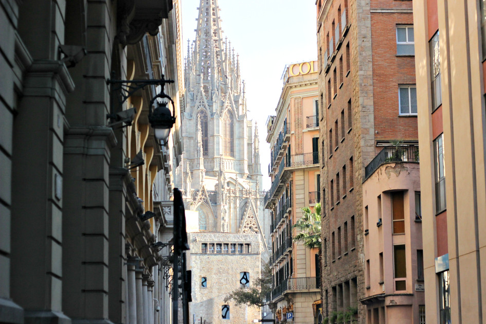 Street leading to Barcelona's Cathedral