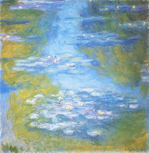 1907-1908 Claude Monet Waterlilies(private collection)(100 x 100 cm)