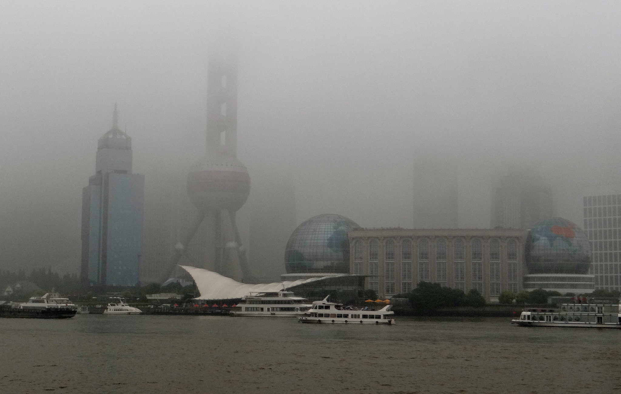 Shanghai Skyline on a Rainy/Foggy Day