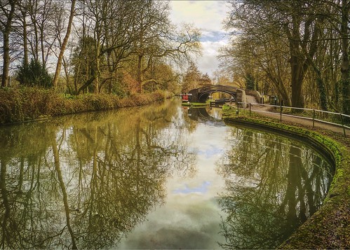 landscape canal water nature bridge windinghole reflection