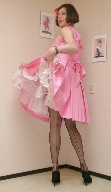 Seamed stockings and petticoat.