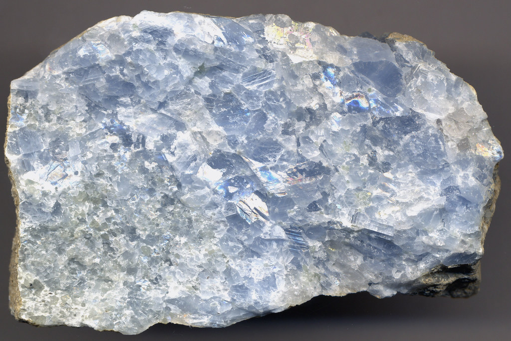 Blue calcitic marble (proximal host rock to the Valentine wollastonite skarn deposit, late Mesoproterozoic, 1130-1160 Ma; Valentine Mine (Gouverneur Talc Company No. 4 Quarry), Lewis County, New York State, USA)