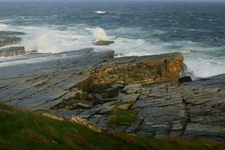 Wave Platforms Dramatic Coastline Stormy Seas Castle of Old Wick Coast Caithness Scotland