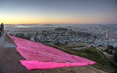 Pink triangle over the city