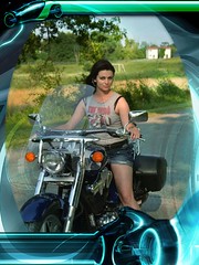 Charlotte  on the motorcycle