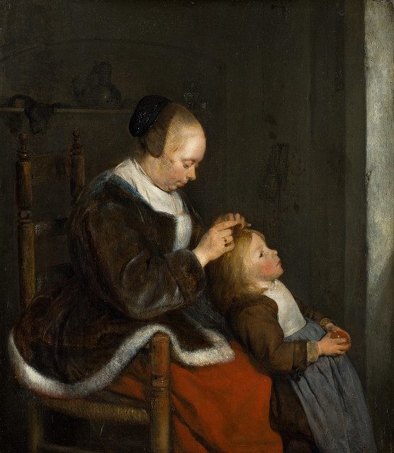 Gerard ter Borch, Mutter, die ihr Kind kämmt (Mother Combing Her Child's Hair, known as Hunting for Lice)