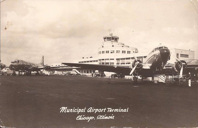 Chicago Midway Airport (MDW) postcard - 1950's