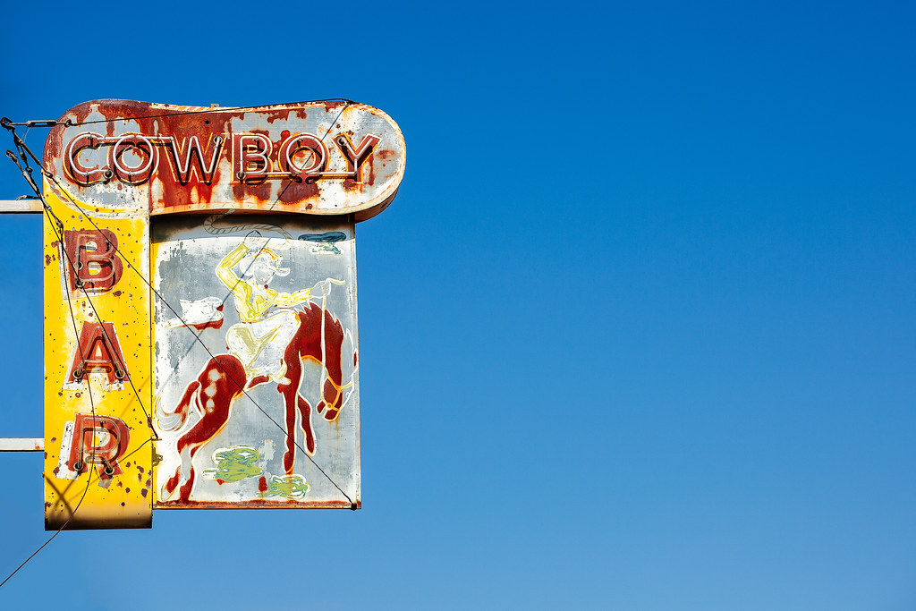 Dodson Cowboy Bar | An old rusty neon sign adorns what used … | Flickr