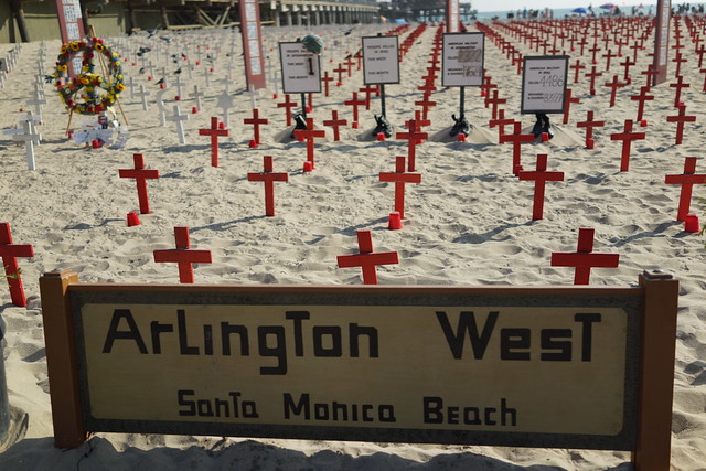 Arlington West on Santa Monica Beach Memorial Day weekend - #arlingtonwest #vetsforpeace #iraq #war #iraqwar #memorialday #santamonica #la #ca #beach