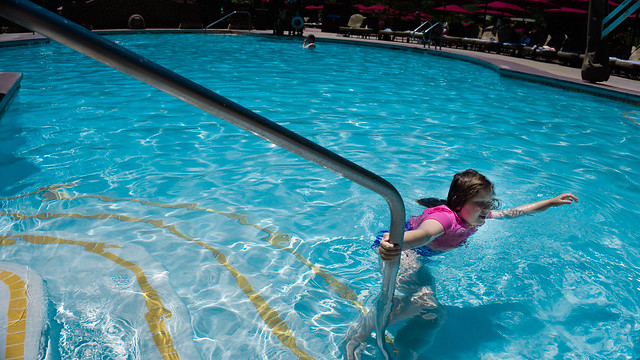 Ava in the pool at Grand Californian