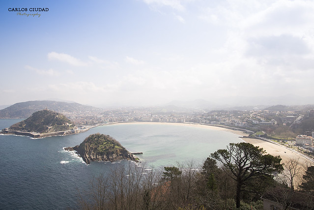 Scenic view of La Concha Bay and San Sebastian from Mount Igueldo, Basque Country