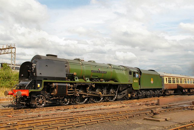Ex. LMSR Stanier Pacific No. 46233 Duchess of Sutherland at Tyseley Works Open Day on July 5th 2014