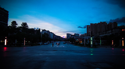 china street sunset color horizontal asia university just intersection jiangxi ganzhou