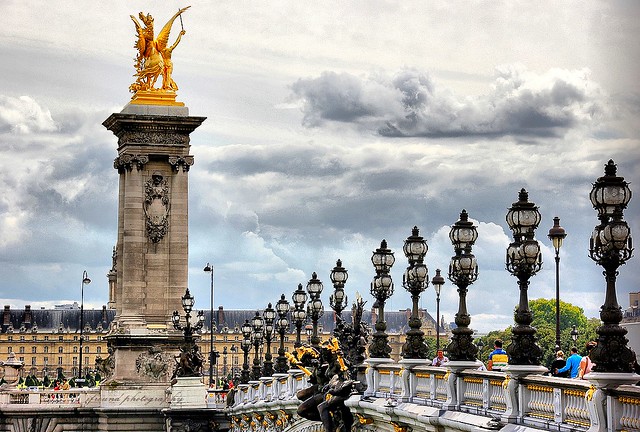 Paris, clouds on Pont Alexandre III