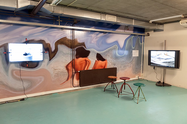 Constant Dullaart – Jennifer-in-Paradise / Silicon Silicate [mural] | Heather Phillipson – A Is to D What E Is to H [video]