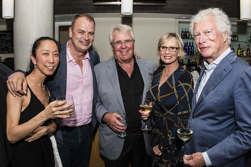 Mingling in Maclab Bistro at Friday Night LIVE: Jeannie Chung, Jens Lindemann, Glen Sather, Ann Sather, Ken Taylor (former Canadian Ambassador to Iran and former Banff Centre Campaign Cabinet member).