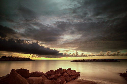 sunset sea beach water canon boat rocks brunei jerudong bruneimuara isherman 5dmkii 5dmkiii