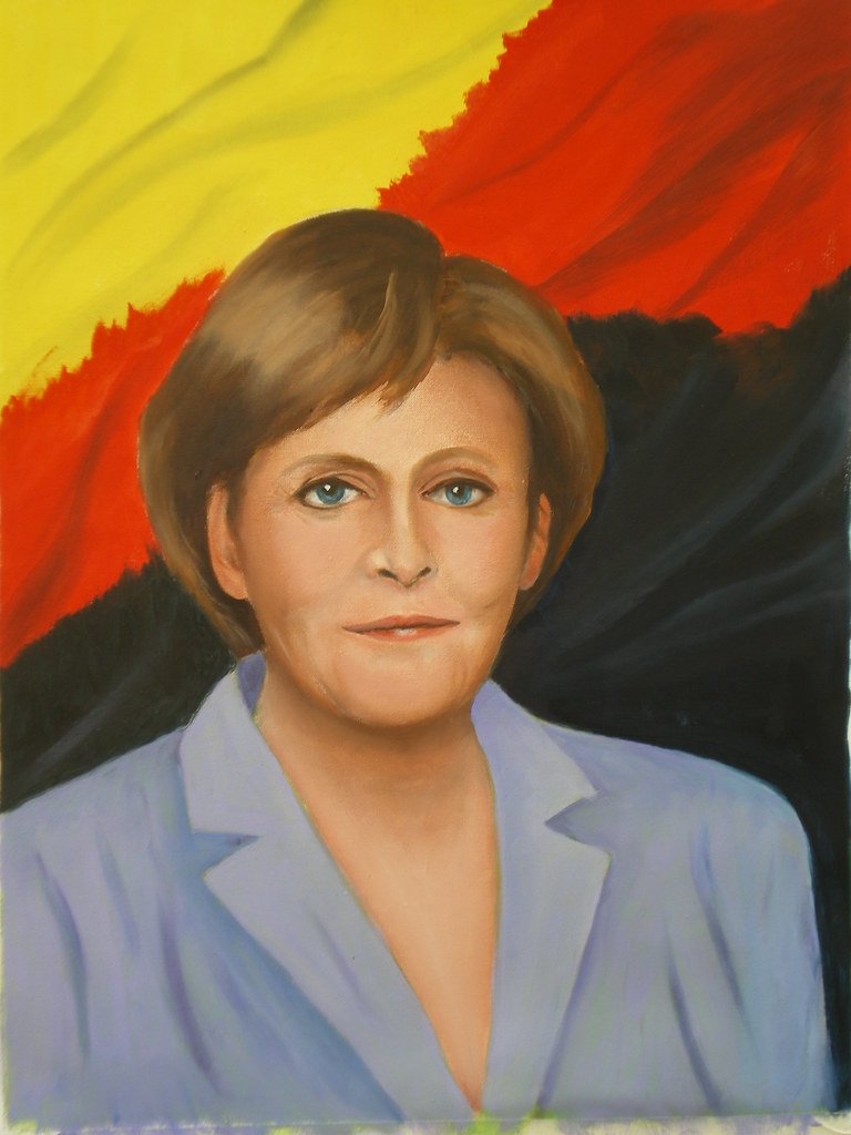 Angela Merkel ritratto a olio