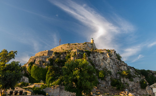 sky lighthouse clouds greece corfu fortress
