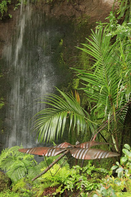 Giant Metal Sculptured Dragonfly Waterfall Eden Gardens Auckland New Zealand