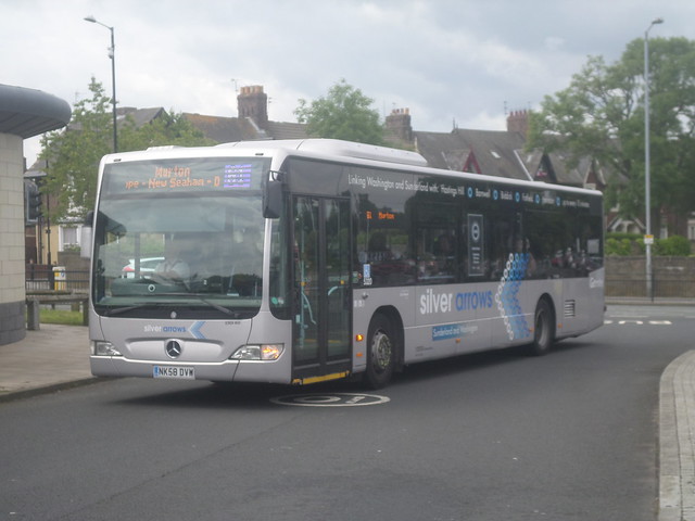 5320 NK58 DVW Go North East Silver Arrows Mercedes Citaro on the 61 to Murton