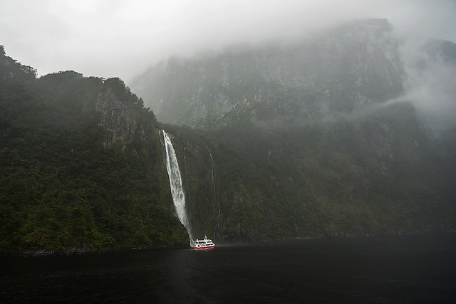 Taking a cruise along Milford Sound, New Zealand.