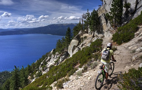 california lake mountains bicycle sport landscape fun raw laketahoe trail recreation hdr flumetrail photomatix fav100 1xp nex6 selp1650
