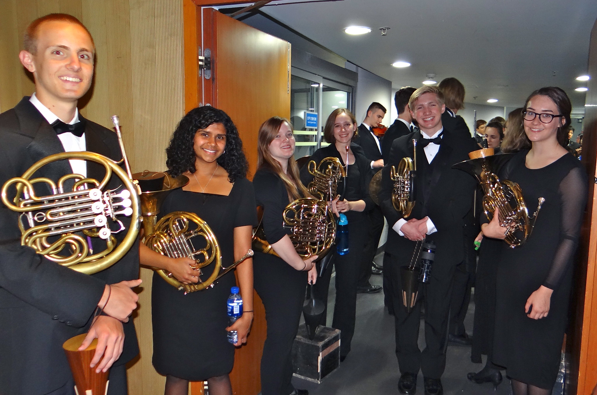 CYSO French Horns Backstage Before First China Tour Concert