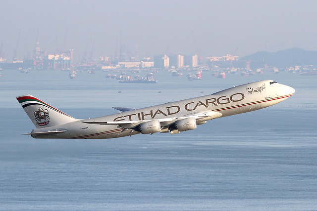 N855GT, Boeing 747-8F, Atlas Air / Etihad Cargo, Hong Kong