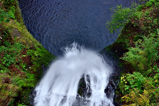 Looking Down on the Water of the Lower Falls (Multnomah Falls)