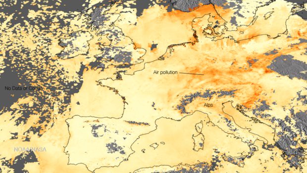 VIIRS Instrument Views Aerosol Optical Thickness Over Europe