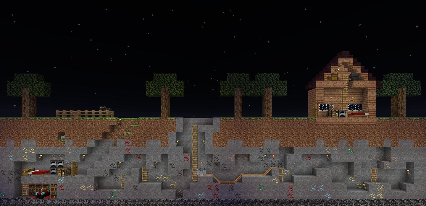 MInecraft 2D Night, Decided to expand my little 2D Minecraf…