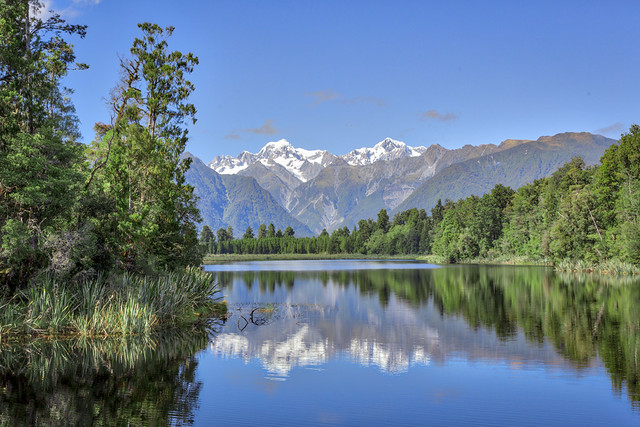 Lake Matheson reflecting Mt Tasman