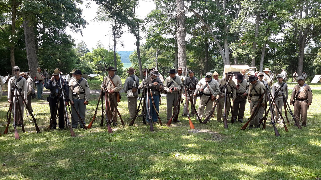 Confederate reenactors from the NC Volunteers/Troops camp in the Park