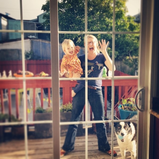 Megan and Zoe on the back deck insta