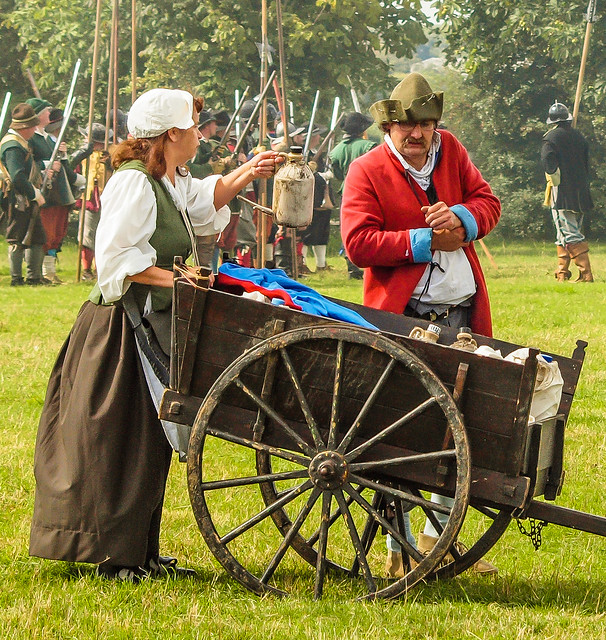 Refreshments offered at a re-enactment by the Sealed Knot of an event in the English Civil War
