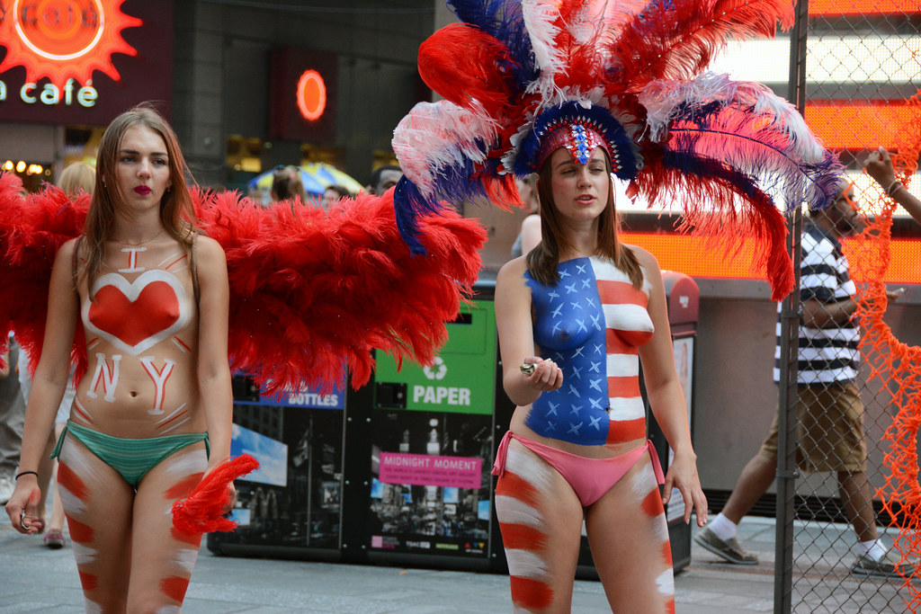 Body painting times square nude women Women In Times Square In Nyc Wearing Only Body Paint Phot Flickr
