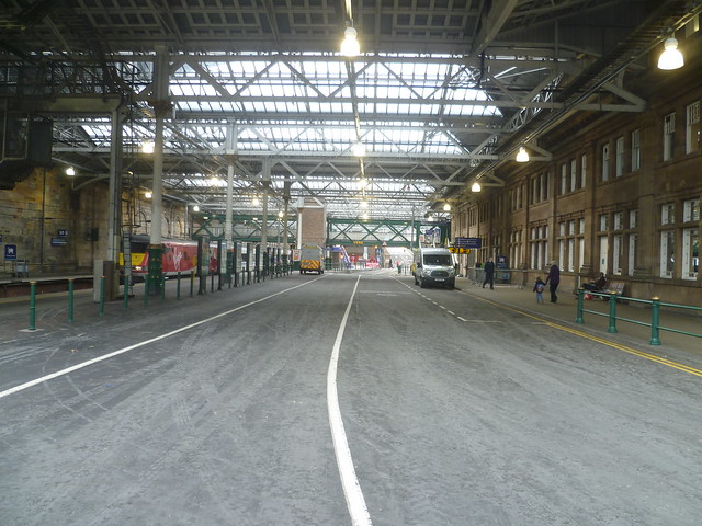 Waverley capacity improvement 2017/8-site of the extended Platforms 5/6 on the former taxi rank at Edinburgh's principal station.