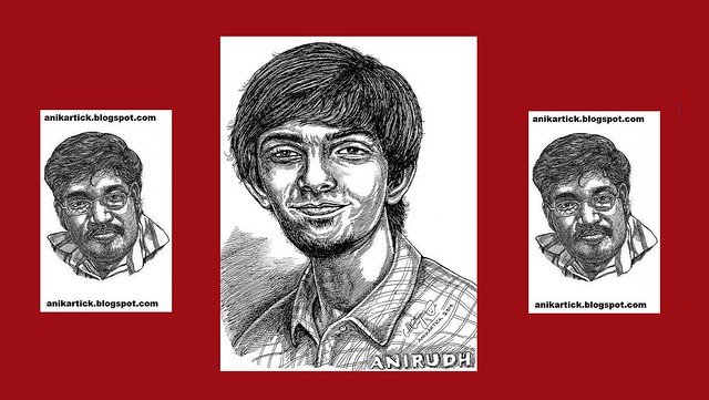 ANIRUDH Music Composer Portrait Art by Artist Anikartick,Chennai,Tamil Nadu,India - Copy