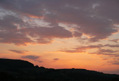 Midsummer Sunset At Chideock by Louise and Colin, The view from The Parlour, Doghouse Farm, Chideock, Dorset, England, as the sun set near to midsumme
