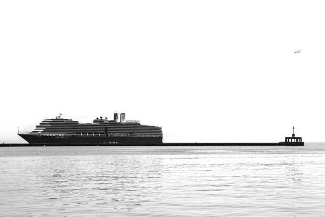 Cruise ship outside Mytilene's harbour