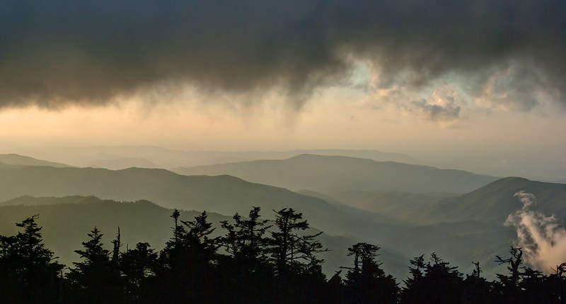 View from Clingmans Dome, Clingmans Dome lookout tower, Great Smoky Mountains National Park, Sevier County, Tennessee 1