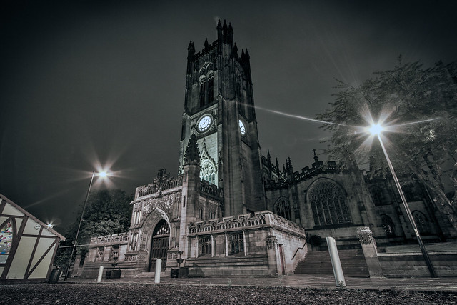 Manchester Cathedral at night