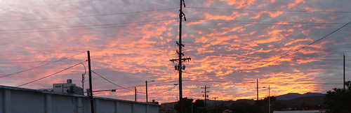 Espanola sunset 9-17-2014 1B by Wheeler Cowperthwaite, Panorama of an Espanola sunset on 9-17-2014 on Hunter Street next to Railroad Avenue.sunset panorama