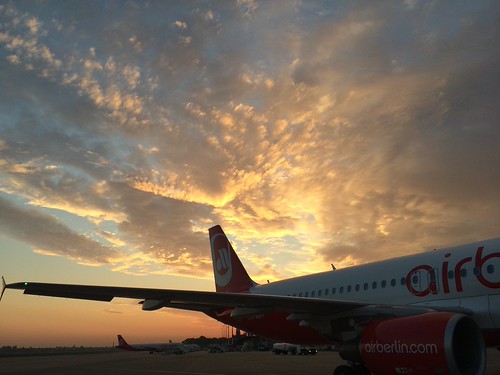 Early start at the airport in Berlin. by snow73, sunrise airport flughafen sonnenaufgang airberlin berlintegelairporttxl